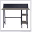 Bureau en chêne rustique et noir avec base en métal durable et rangement à 2 niveaux pour la maison ou le bureau