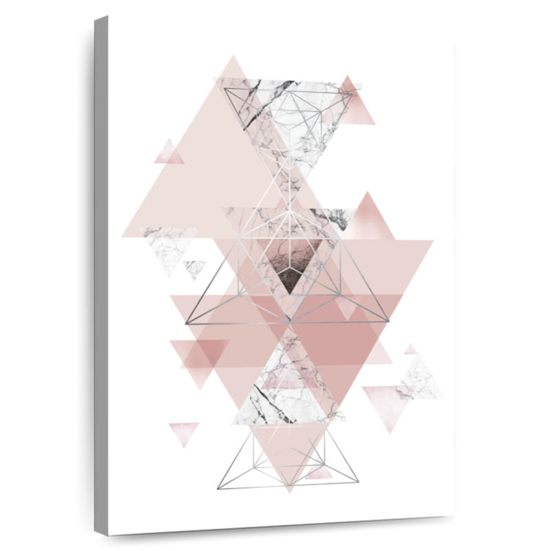 Avery Blush Pink Marbled Geometric, 51" H x 34" W