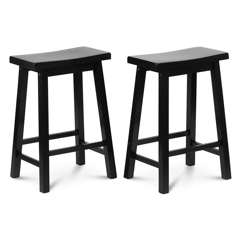 Solid Wood Accent Stool, Black