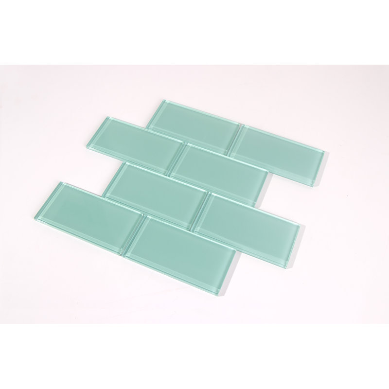 Premium 3" x 6" Straight Edge Glass Mosaic Subway Tile, Mint