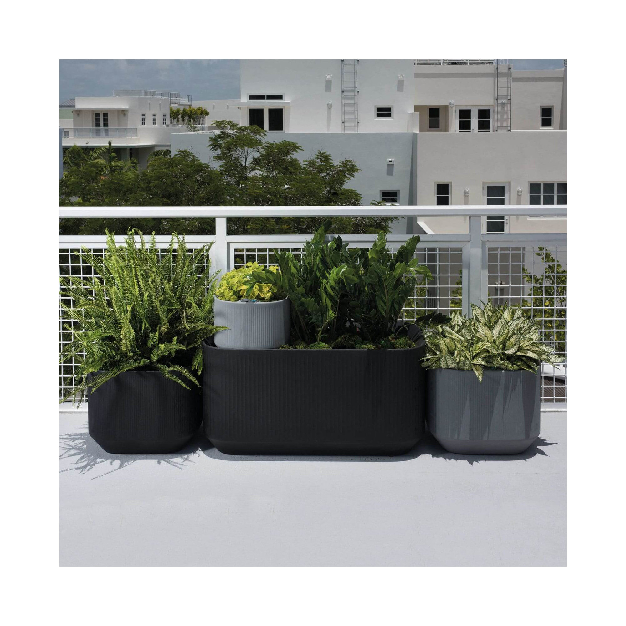 Mod Self Watering Plant Box, Caviar Black, 40" x 14" x 30"H - Privacy Planter Wall