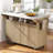 55.5" Fluted Kitchen Island with 2 Drop Leaf, Kitchen Storage Cart with Power Outlet, 4 Doors, Spice rack, Rolling Island Table with Faux Marble Top, Curved Edge for Kitchen, Dining Room,Natural-406403208