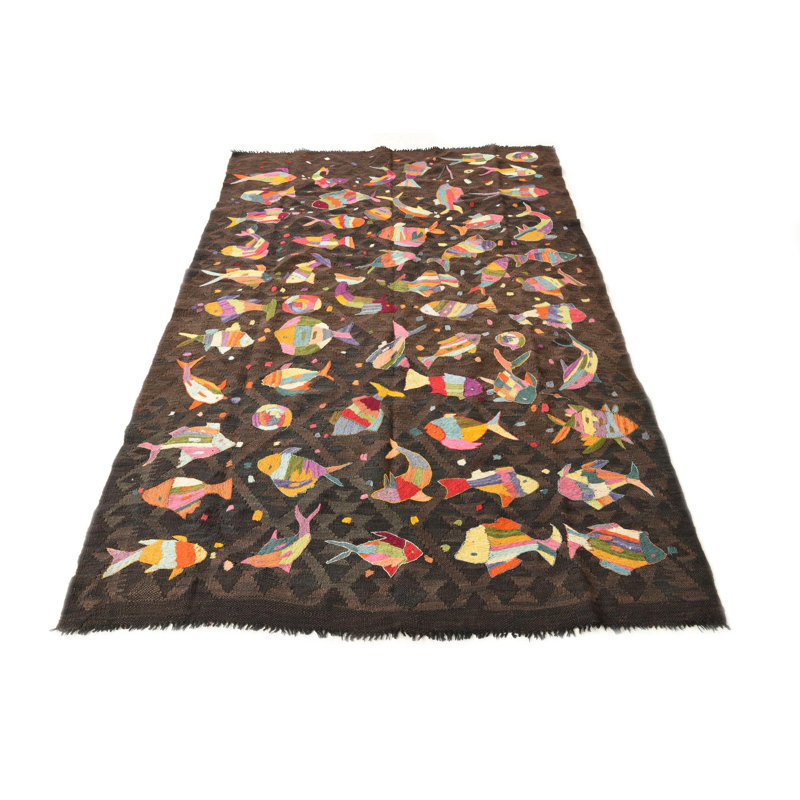 Tapis brun 5 po x 8 po Poe