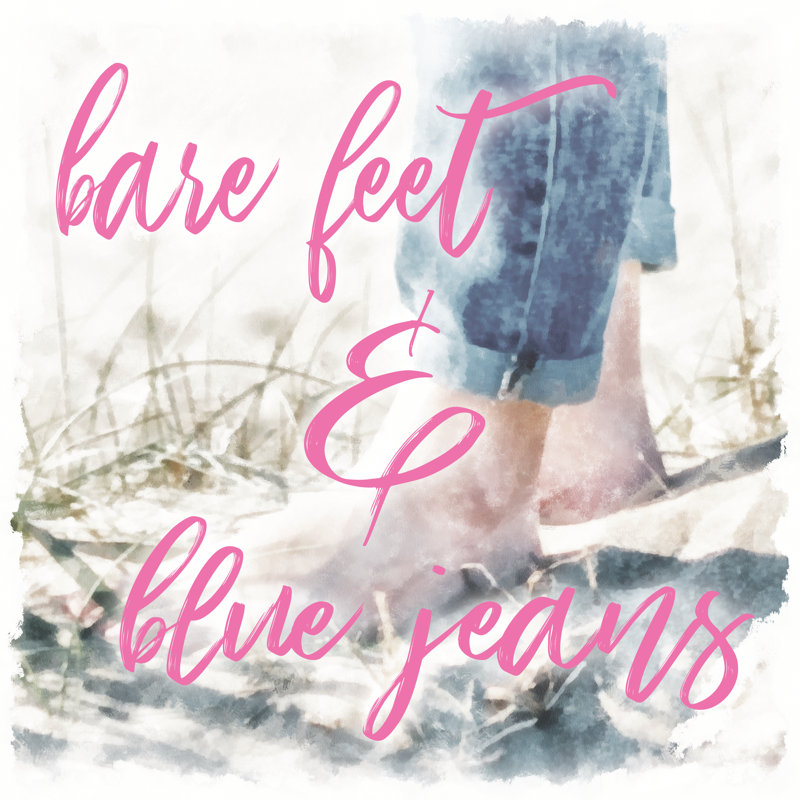 Bare Feet Blue Jeans - Wrapped Canvas Print, 76cm H x 76cm W x 3.8cm D