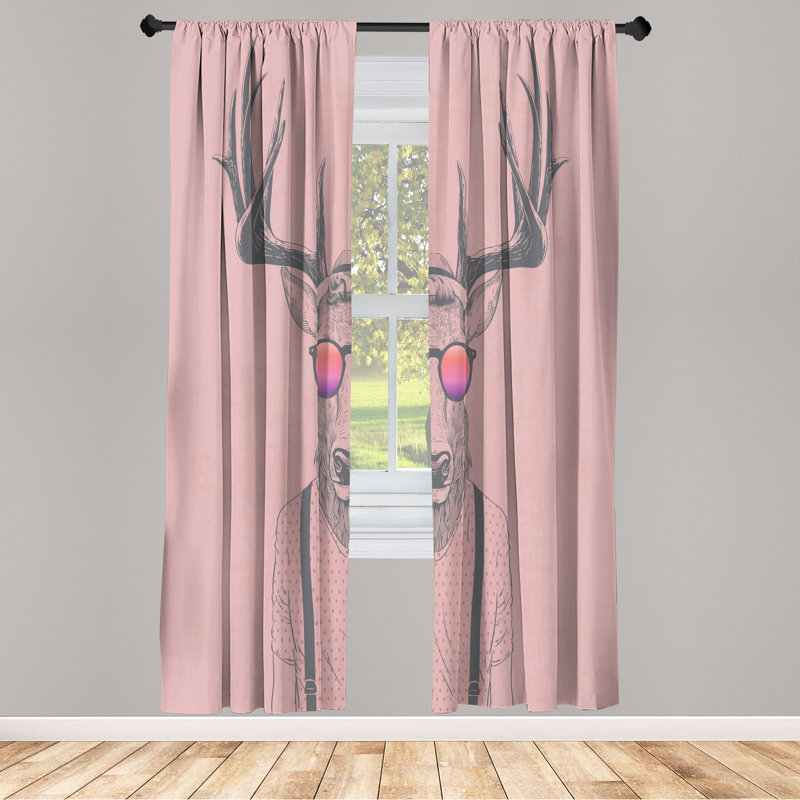 George Oliver Curtains, Pink/Gray, 28" W x 95" L
