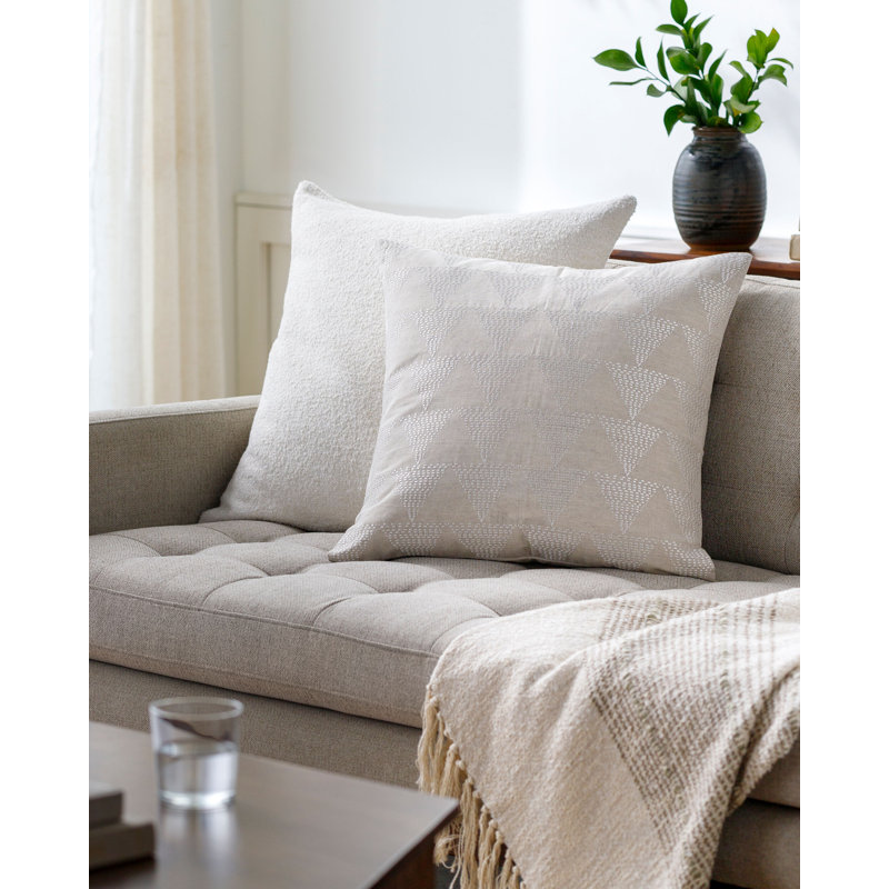 Theodore Accent Pillow, 20"H x 20"W, Polyester, Beige/Off White Geometric 1