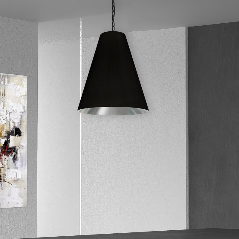 Luminaire suspendu conique à 1 lumière Ambrosio, Noir mat, Noir, H 18 po x l 20 po x P 20 po