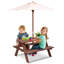 Aundrey Rectangular Fir Solid Wood Outdoor with Umbrella Hole Picnic Table - 89 cm W 79 cm D