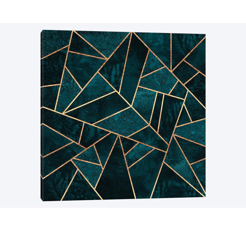 «Deep Teal Stone» par Elisabeth Fredriksson, impression sur toile tendue, H 48 po x l 48 po x P 1,5 po, Toile tendue