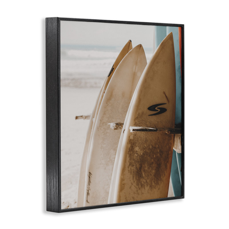 Art de la giclée de planches de surf alignées par LSR Design Studio, H 14 po x l 11 po, Giclée encadrée noir minuit