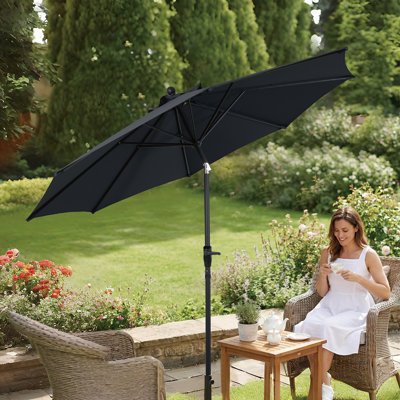 9 ft. Patio Umbrella with Auto-Tilt & Crank Lift – Double Vented Canopy, Wind-Resistant Ribs, UV/Water-Resistance