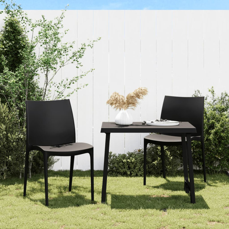 Wilburg Stacking Patio Dining Side Chair, Anthracite