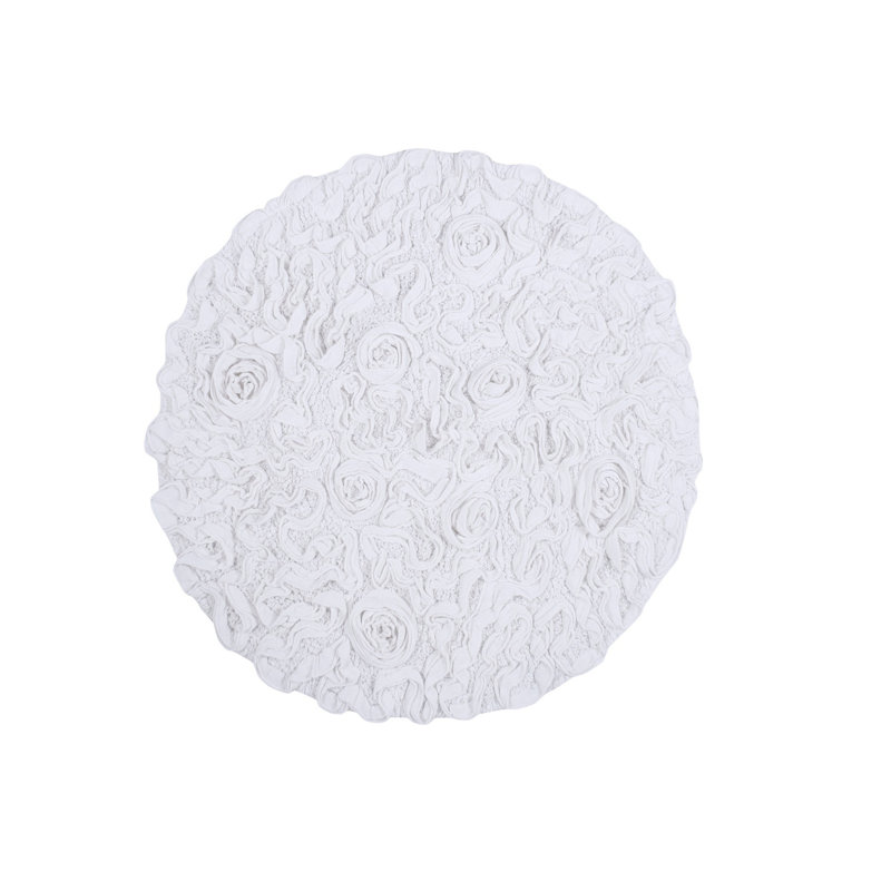 Tapis de bain rond 100% coton Home Weavers Franciska, L 22 po x L 22 po, Blanc