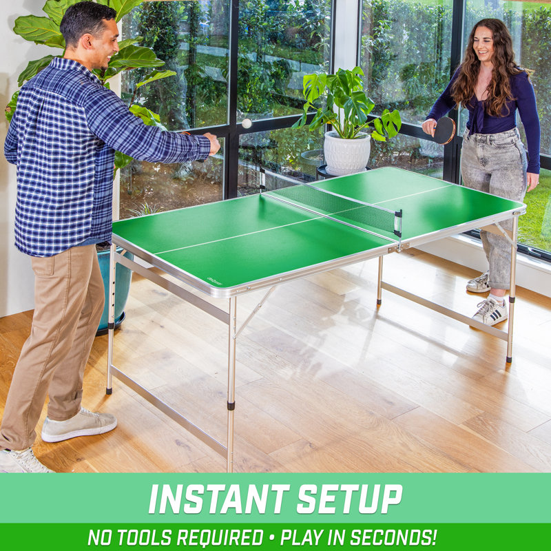 Green Adjustable Aluminum Mid-Size Folding Table Tennis Set