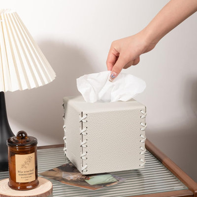 PU Leather Tissue Holder Square Decorative Home Decor Cube Boxes