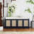 Rattan bench with storage cabinet