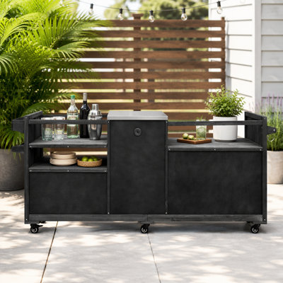 80.5" Outdoor Kitchen Island for Big Green Egg and Blackstone Griddle