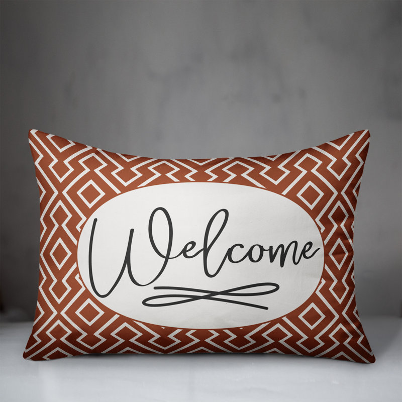  Housse de coussin rectangulaire et insert Welcome, Orange