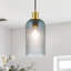 Suspension cylindrique Berngar à une lumière de 14 cm de diamètre avec abat-jour en verre texturé bleu alvéolé pour îlot de cuisine-1636533774-1861760947