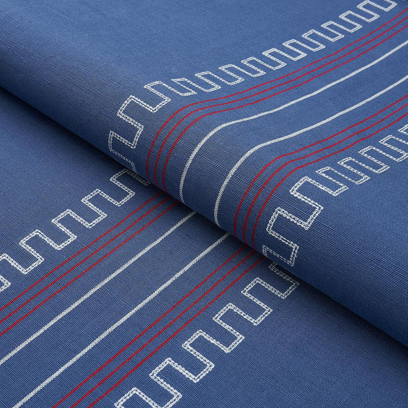 Schumacher x Mary McDonald Greco Stripe Fabric, Navy