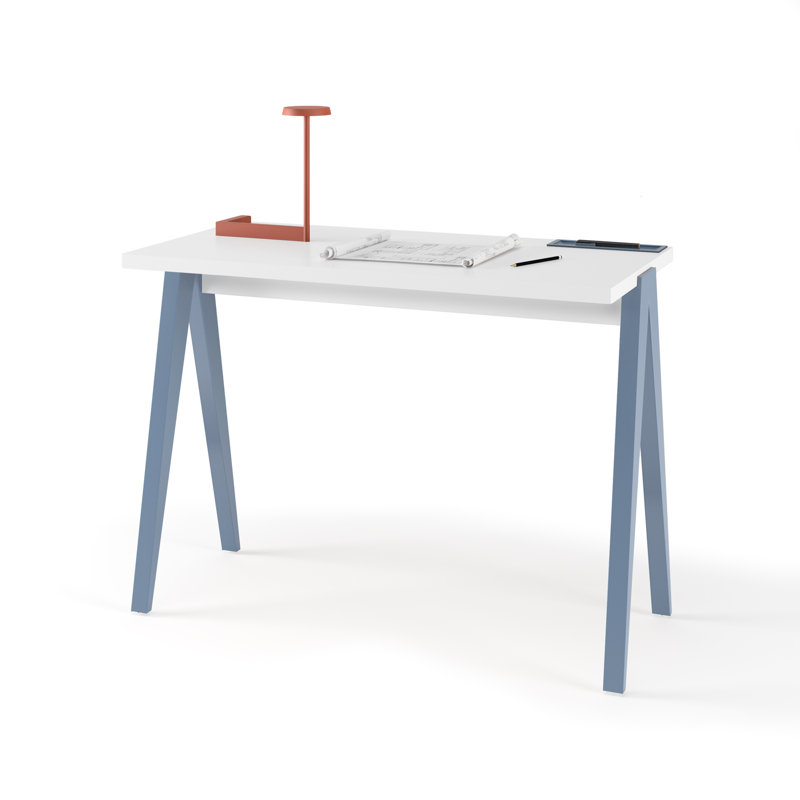Gundrath Solid Wood Base Writing Desk, Blue, White