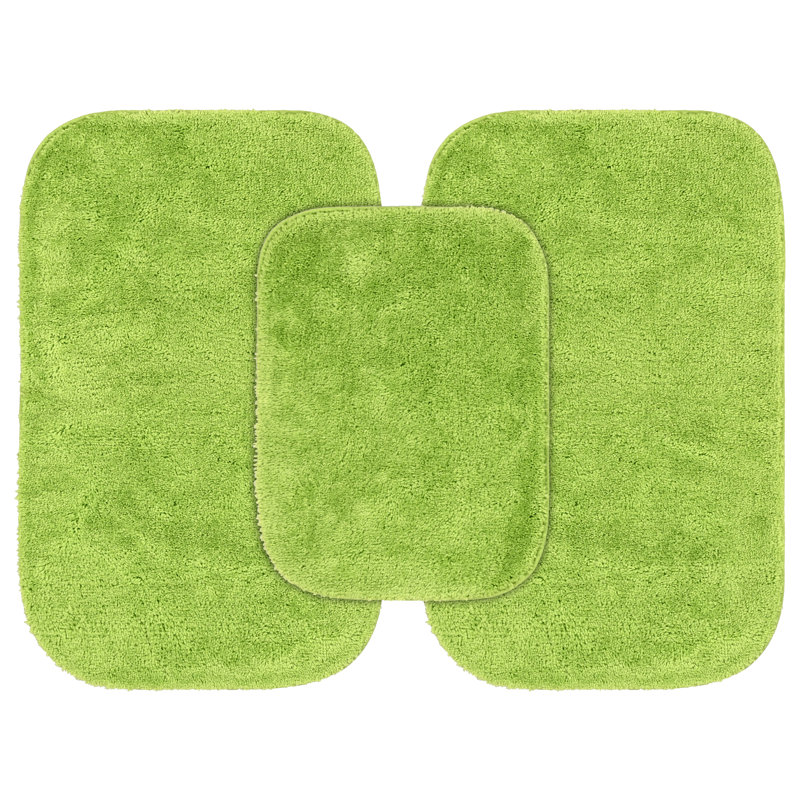 Mccluney Traditional Nylon Bath Rug with Non-Slip Backing, Lime-Aid