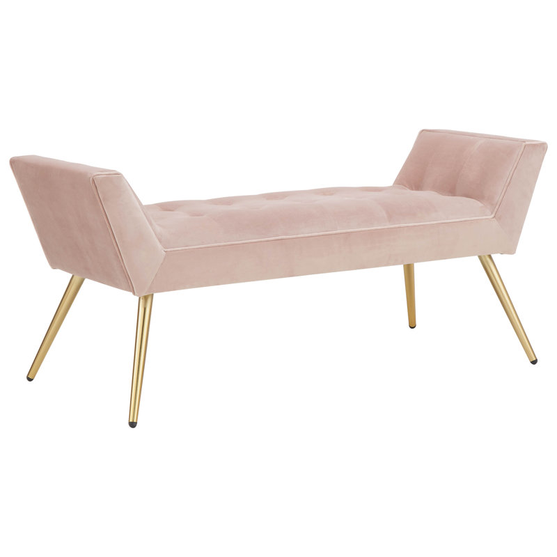 Absolon Velvet Upholstered Bench, Blush Pink