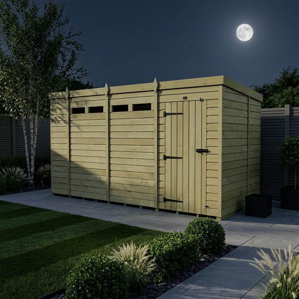 Total Sheds 15ft x 6ft Security Pent Shed - Heavy-Duty Hasp Staple Anti-Tamper - Pressure Treated Timber - UK Manufactured