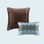 Ensemble 5 pièces jacquard avec coussins décoratifs bleu-108977404
