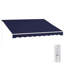 Auvent électrique 12 pi x 10 pi, auvent rétractable, protection contre les rayons UV avec télécommande et manivelle pour terrasse, balcon, cour, bleu foncé-126534388-126534390