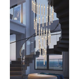 Lustre en cristal 12,5 pi avec éclairage à DEL et escalier 12,5 pi Adelo