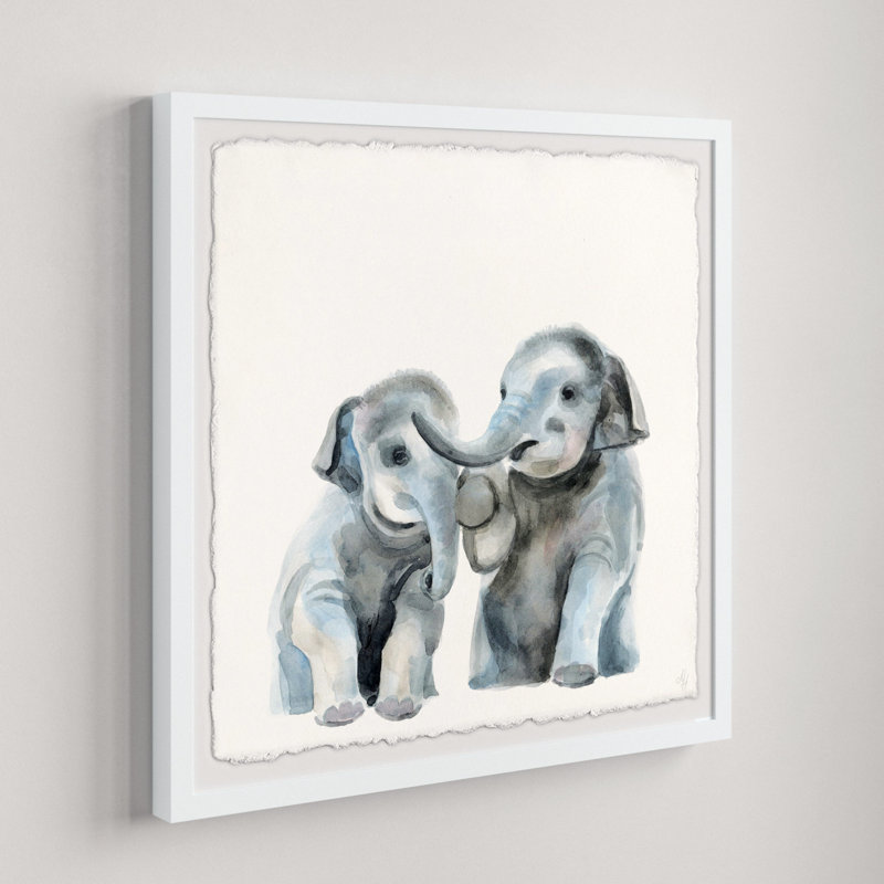 «Lulu Baby Elephants», reproduction encadrée, H 18 po x l 18 po x P 1,5 po