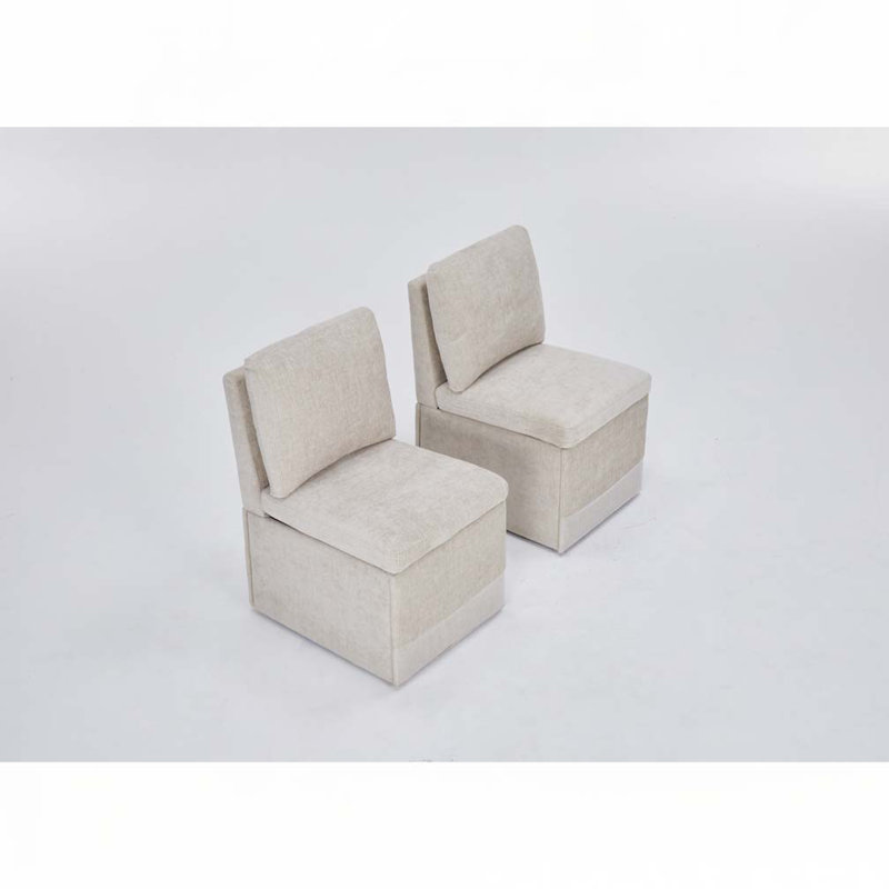 Chaise rembourrée en lin 25,6 po, Beige