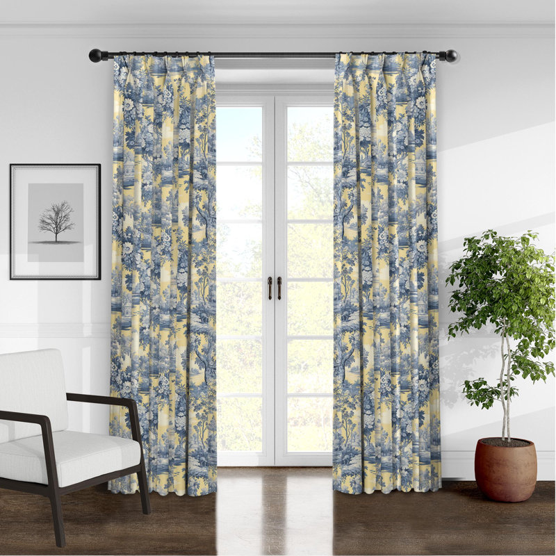 Paire de rideaux en coton Giverny, L 20 po x L 144 po