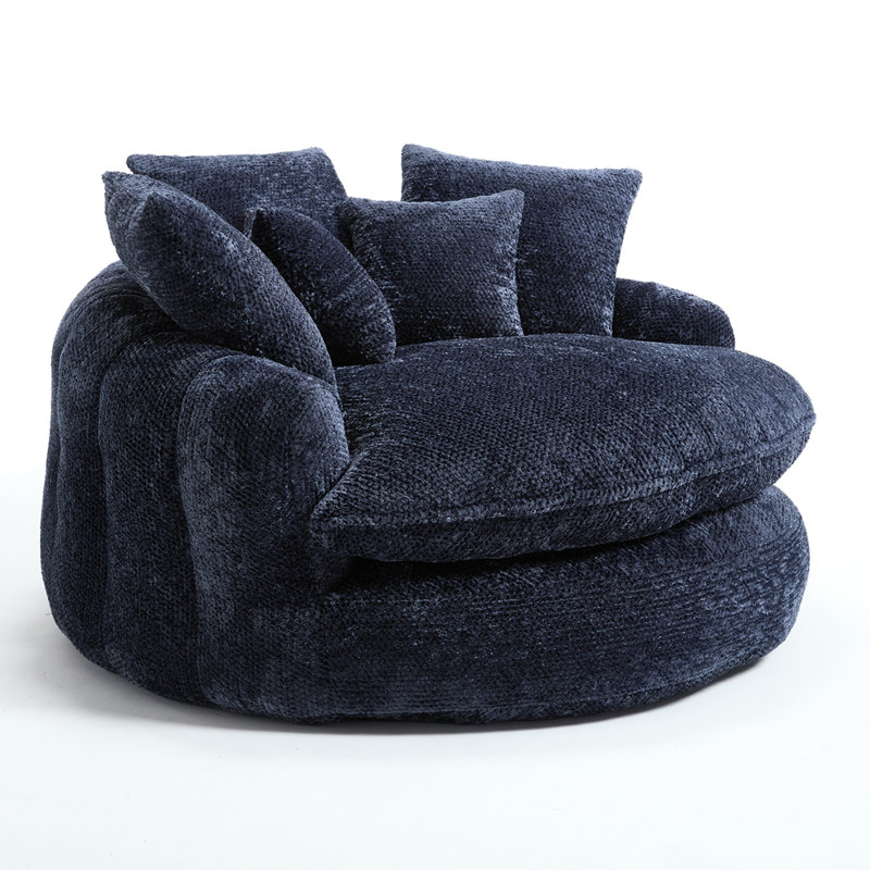 Fauteuil rond surdimensionné de 55 pouces, Bleu