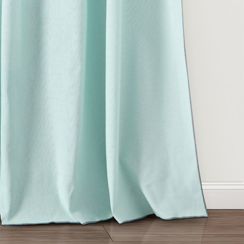 Paire de rideaux semi-transparents en coton mélangé, Bleu