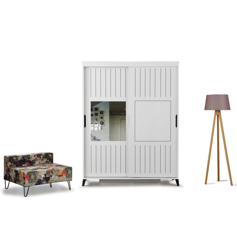 Armoire Suellen, H 85 po x l 55 po x P 23,6 po, Brillant / blanc