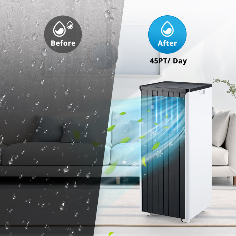 Climatiseur portatif, unité de climatisation portable 8 000 BTU avec télécommande, ensemble de fenêtre, tuyau qui refroidit jusqu'à 350 pieds carrés Ft Black