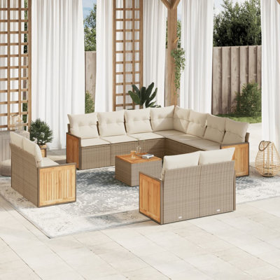  Ensemble de canapé de jardin beige, blanc crème
