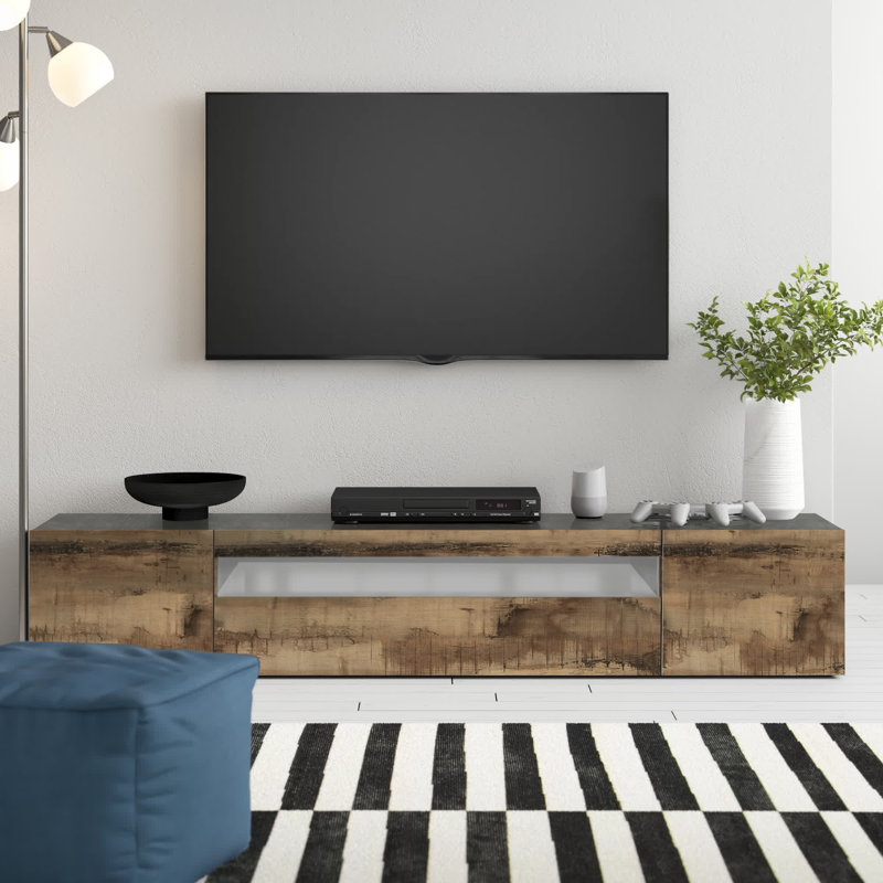 Mariella TV Stand for TVs up to 88", Ardesia Grey/Maple Pereira