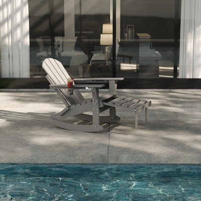4-in-1 Multifunctional Folding Adirondack Rocking Chair with Retractable Ottoman