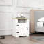 Farmhouse Nightstand, Beside Table With Barn Door, Modern End Side Table With Storage For Bedroom, Office