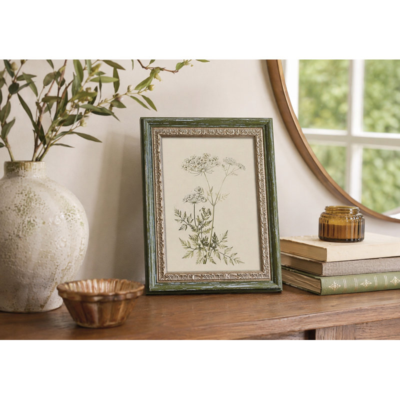 Cadre photo vert orné avec passe-partout pour affichage mural ou de table, Vert, 4 po x 6 po, 3.5" x 5"