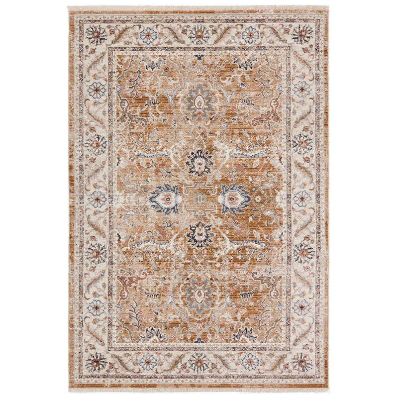 Tapis oriental brun en polypropylène tissé à la machine Daltry, Rectangle de 10 pi x 14 pi