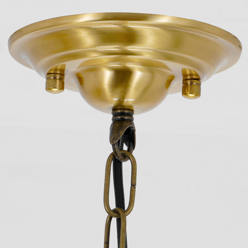 3 Light Dimmable Tiffany Glass Chandelier with Gold Finsh