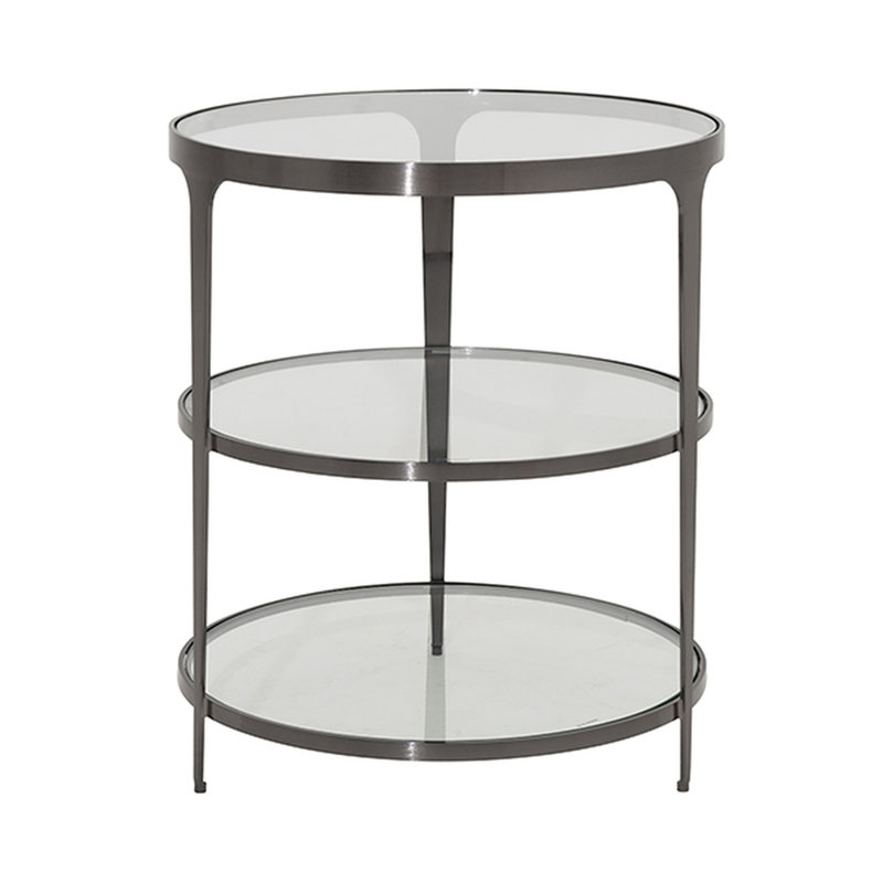 Vienna Glass Top End Table, Gunmetal