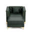 Canapé Chesterfield modulaire 1 place en similicuir vert de 40,1 pouces avec capitonnage à boutons et accoudoirs à garniture métallique