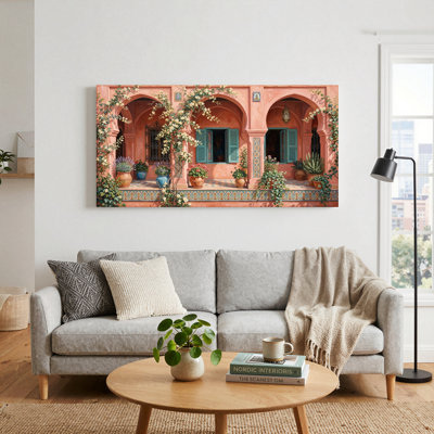 Ensemble de 1 tableau sur toile représentant une cour mauresque