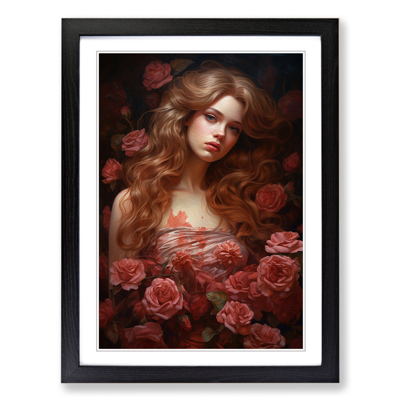 Rose Renaissance - Single Picture Frame Print on Wood, Black Framed, 46cm H x 34cm W x 2cm D