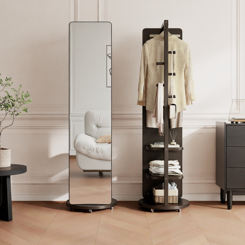 Miroir pleine grandeur Aevah, 70 pi H × 20 pi L × 14,6 pi P, Mobile, Noir
